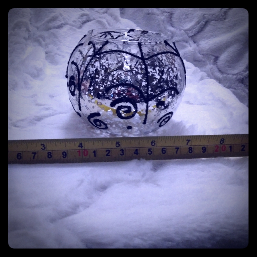 Mercury Glass Spider Web Votive Candle Holder